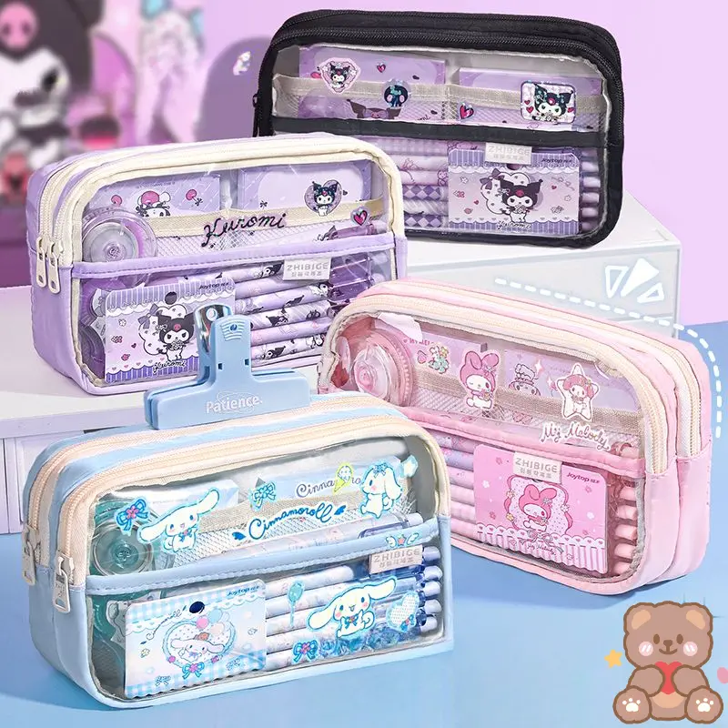กล่องดินสอ PVC ลายการ์ตูน มีให้เลือกหลายสี ความจุมาก Cinnamoroll และ Kuromi น่ารักสุดๆ กันน้ำ กระเป๋าใส่เครื่องเขียน