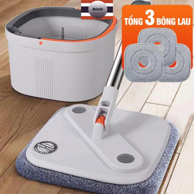 Bộ cây lau nhà TÁCH NƯỚC BẨN BENTO MOP- 3 bông lau - new 2024 Lau Sàn