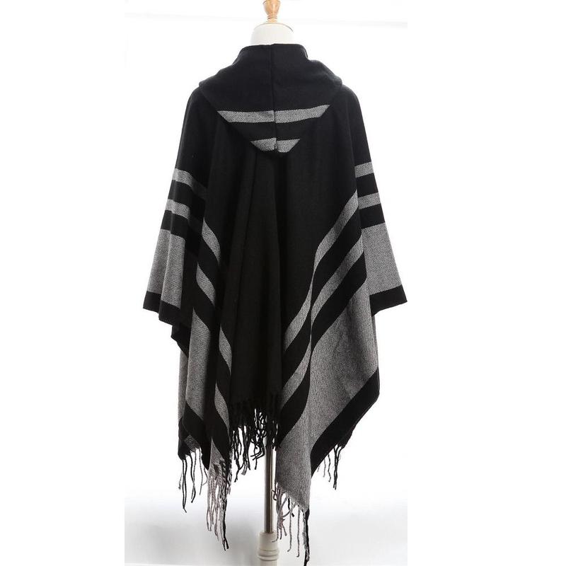 Product Introduction of Fashion Winter Warm Fleece Shawl Hooded Imitation Cashmere Wraps Scarf Thicken Cloak Cardigan 17