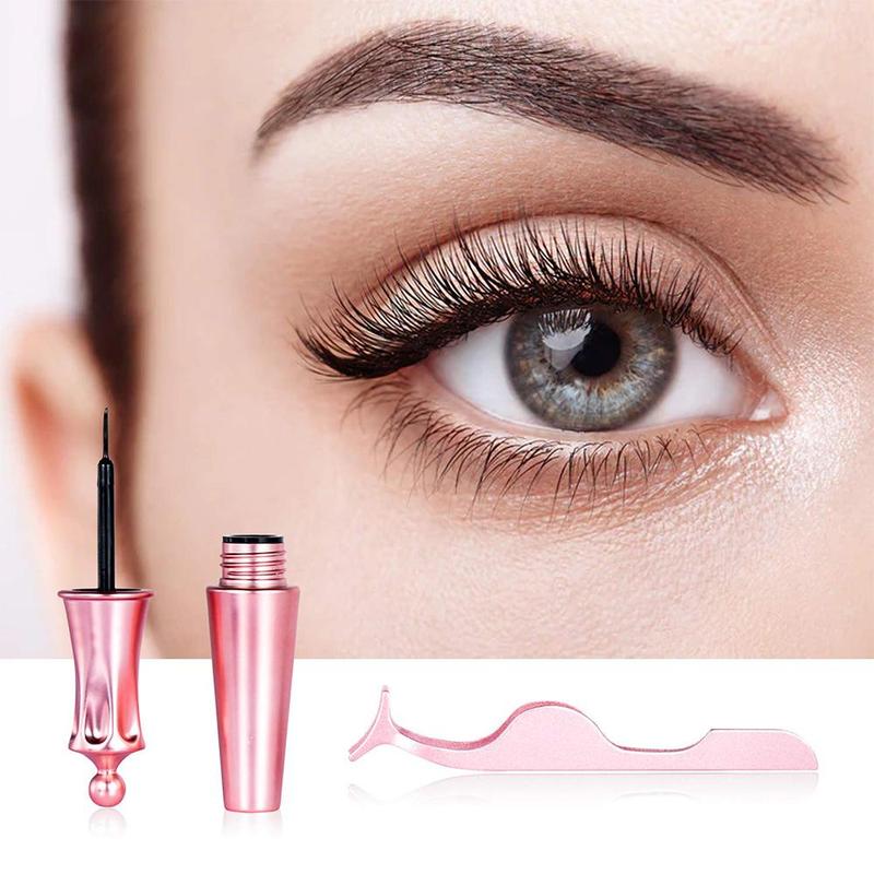 Reusable False Magnetic Eyelashes with Eyeliner & Tweezers, 5 Pairs Fluffy Eye Strip Lashes, Natural Curling Strip Lashes, Soft and Curl Fake Lashes for Women, Summer Makeup, Valentine's Day Gift, Cosmetic, DIY 3