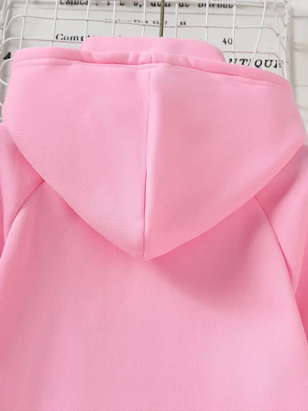 Girl's Solid Color Hoodie with Crossbody Bag Design, Casual Long Sleeve Hooded Sweatshirt for Fall & Winter, Kids Clothes for Daily Wear 6