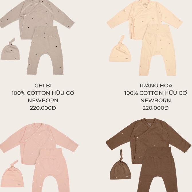 [15.6 TIỆC KINNI x THẾ GIỚI MBS] Bộ NewBorn ( 2.5-5kg) Kèm Mũ KINNI Chất Liệu Cotton quần + áo + mũ