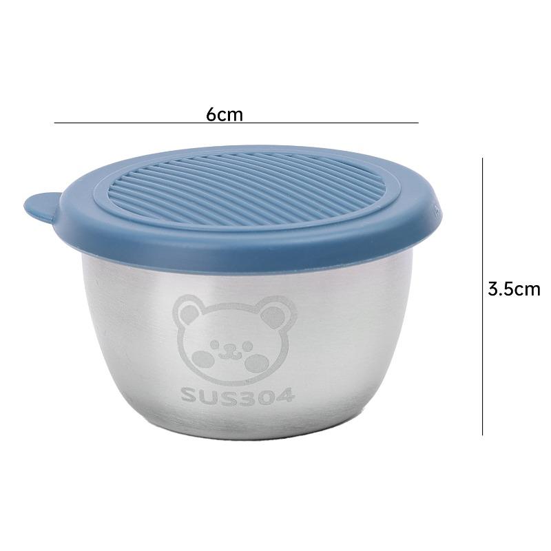 Product Introduction of 2/4Pcs Stainless Steel Sauce Cup Pepper Condiment Container with Lids Bear Sealing Leak-proof Sauce Cups Home Kitchen Storage Supplies 22
