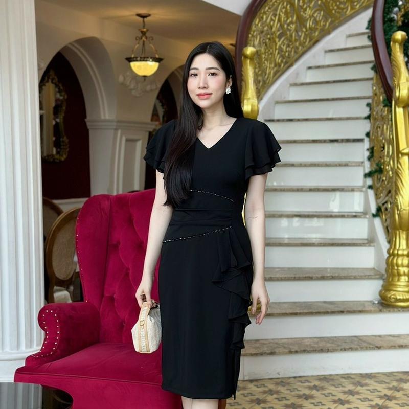 Đầm thiết kế sang trọng , che khuyết điểm, tay cánh tiên , tôn dáng Nữ Women Dress váy tiệc