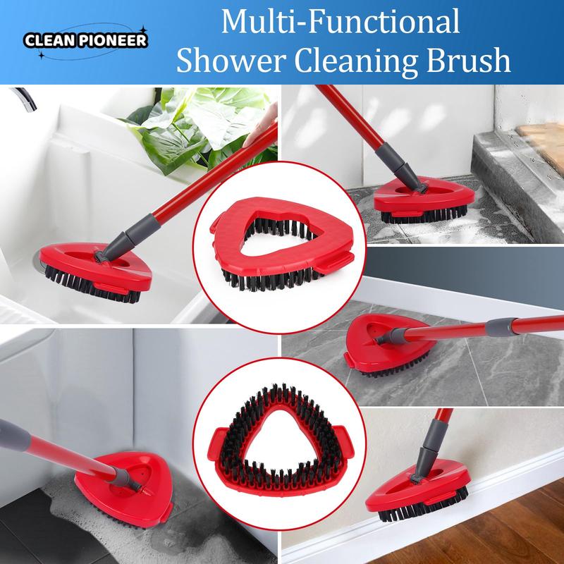 Product Introduction of Triangle Mop Head, 1/2 Counts Spin Rotatable Replace Floor Scrubber Brush, Hard Bristle Cleaning Mop Head for Bathroom Kitchen Pool, Glass and Tile Walls 2