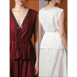 [Jexiva] - Set Wanita Blouse Lace Vneck Sleeveless warna natal maroon hijau putih ALL Size Ayaka Set