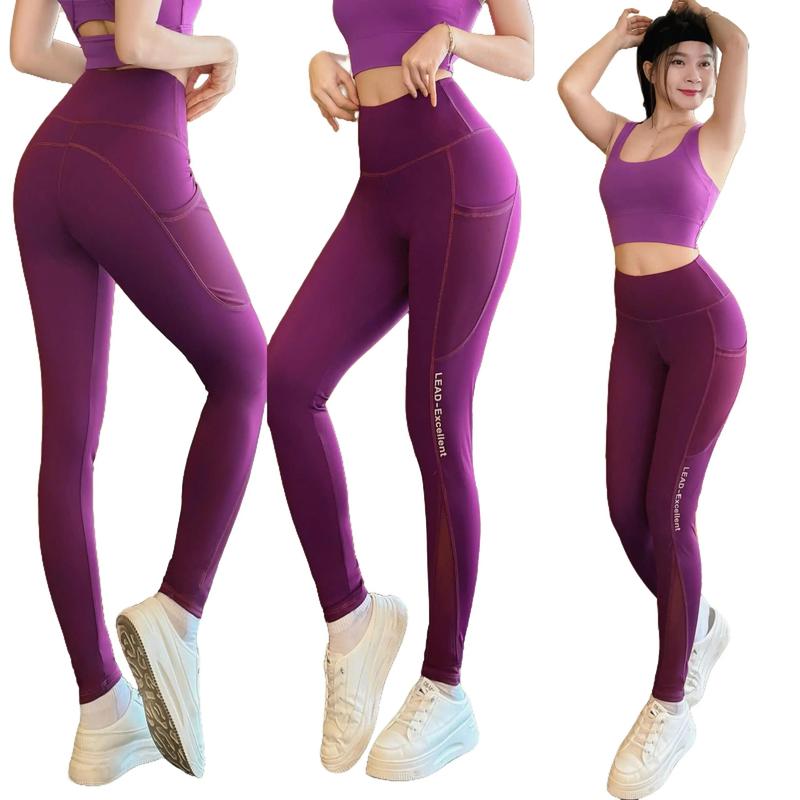 Quần legging có túi phối lưới, tập gym yoga aerobic chất vải co giãn mềm mịn YLYSPORT Q37 Chạy Bộ