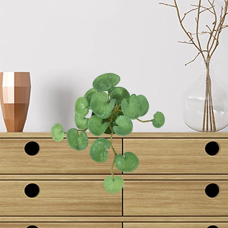 Product Introduction of Artificial Plant Mini Bouquet Copper Coin Grass Soft Glue Fake Green Plants Wall Hanging For Home Office Garden Decoration Decorative Fruit Ornaments Light 17