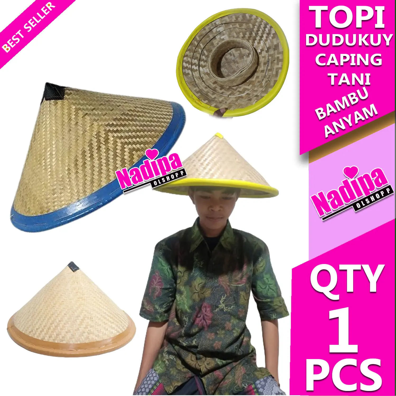 TOPI DUDUKUY CAPING PETANI DARI ANYAMAN BAMBU TRADISIONAL nadipa olshopp