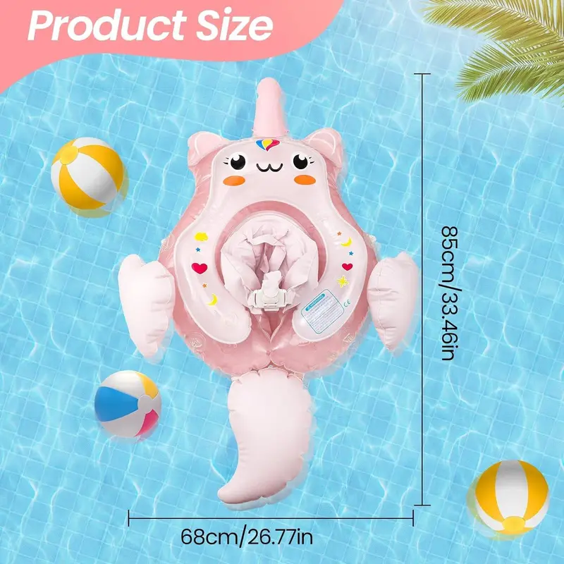 Baby Swimming Float with Canopy, Inflatable Swimming Pool Float with Sunshade, Swimming Pool Game Fun Gift, Swimming Accessories for Kids 1