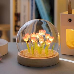 Luces LED creativas en forma de tulipán para dormitorio, luz LED decorativa, lámpara de atmósfera de mesa, iluminación acogedora para decoración del hogar, regalo de cumpleaños