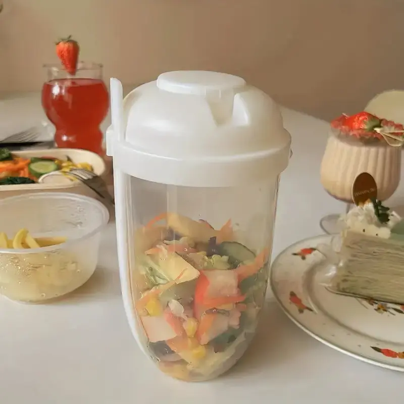 One Two Cups Salad Portable Bottle Lunch Container 1L with Fork - RF20 Buah Simple Wadah Garpu Kitchenware Makan Sayur 1