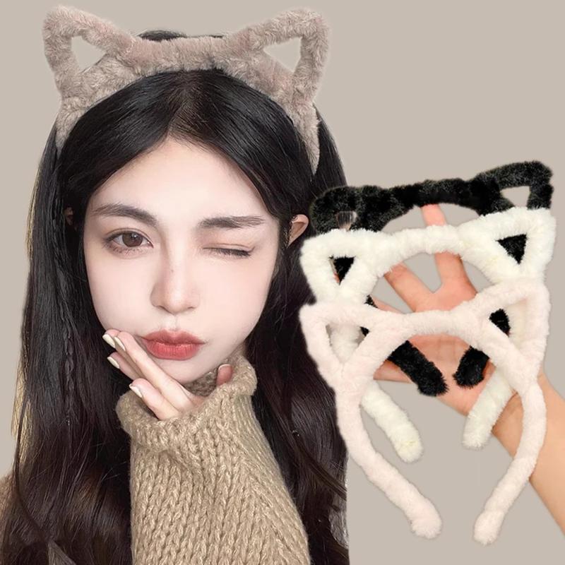 Product Introduction of Funny Cartoon Cat Ear Headband Solid Color Lightweight Plush Hairband Portable Hair Accessories Cosplay 13