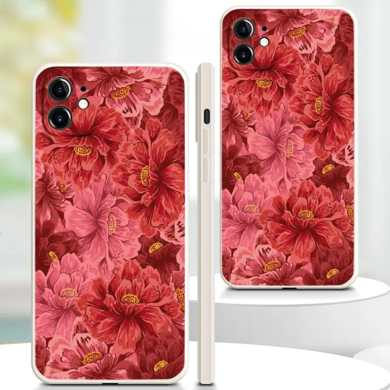 NGUYEN THANH SON S  COD Ốp Điện Thoại Tpu Dẻo Hoa hồng thắm Chống Sốc Cho iphone 11 14 promax 14 pro 12 13 / 6 / 7 / 8plus / X max e2059