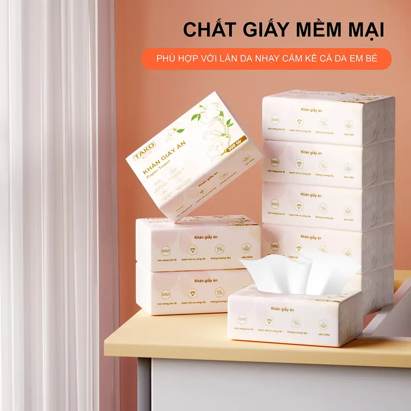 [XẢ HÀNG] Giấy ăn TAKO Combo 30 Gói Hơn 9000 Tờ, 4 Lớp, Siêu Dai Mềm Mịn, 100% Từ Bột Gỗ Tự Nhiên. 5