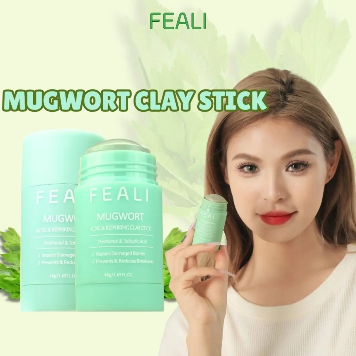 [BPOM] FEALI Mugwort Acne and Repairing Clay Stick 40gr Acid Berjerawat Komedo Wajah