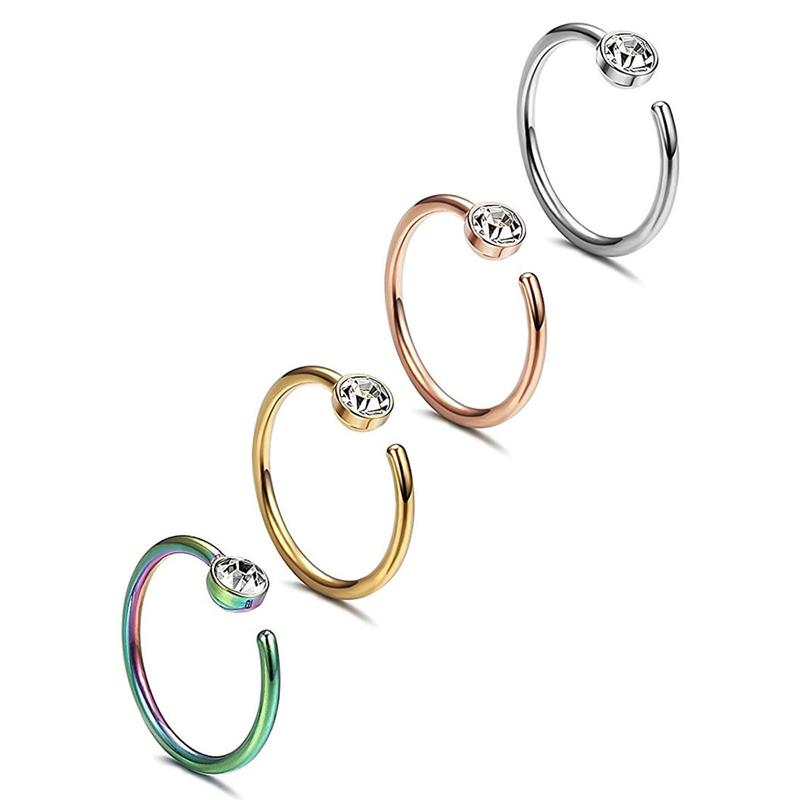 [MYY] Nose Ring Stylish Skin-friendly Multi Colors Non Piercing Nose Hoop for Party 4