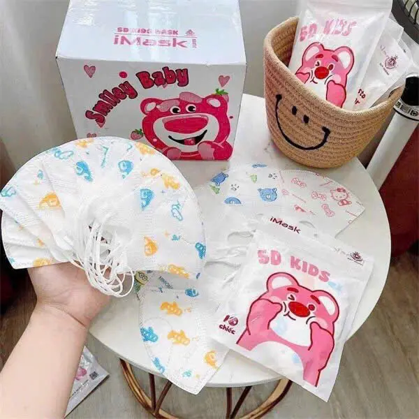 Thùng 100 cái khẩu trang 5D kids Duy Khánh, khẩu trang 5D trẻ em 1-7 tuổi túi zip Cho Bé 1