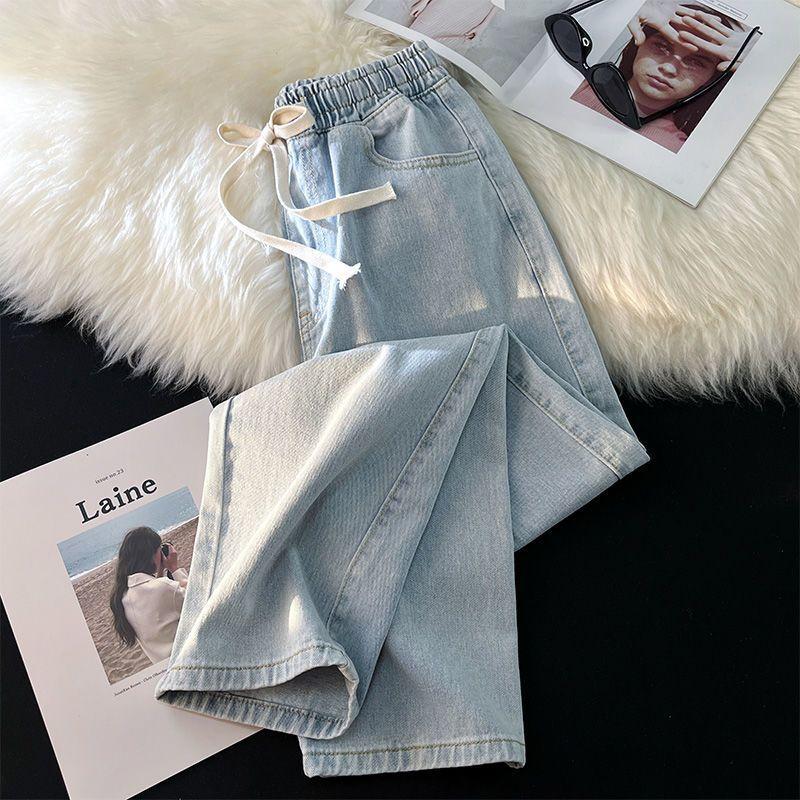 Product Introduction of Quần Jean Thẳng, Dành Cho Nữ, Cạp Thun Nhỏ Ống Rộng, Dáng Rộng Vừa Vặn, Thích Hợp Cho Học Sinh, Dễ Phối Đồ, Cạp Cao, Quần Dài Ins, Thời Trang, Mùa Xuân Và Mùa Thu, 2024 5