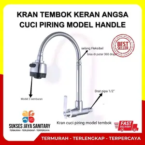 TERMURAH Kran Angsa Fleksibel Kepala Dua Mode Cuci Piring Keran Sink Stainless Stanlis Dapur Air Air Silver Wastafel Kran Sink