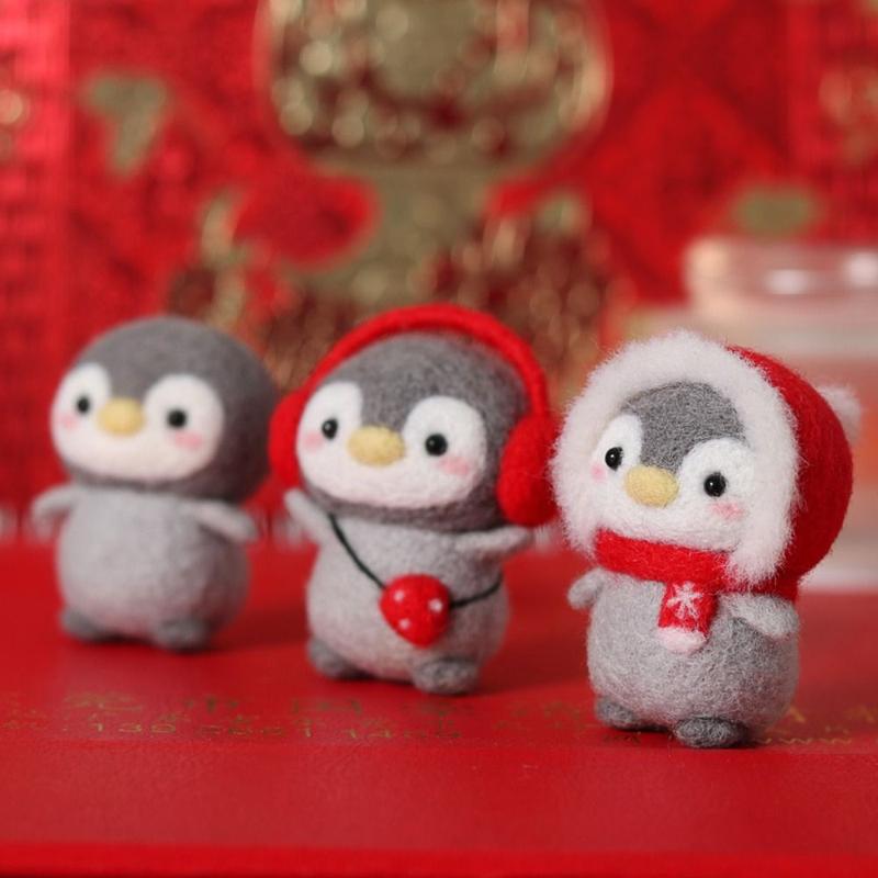 Product Introduction of New Not Finished Wool Felting Kit Cute Penguin Handmade Needle Felting Kit Cartoon Toy Doll DIY Felting Starter Kit 10