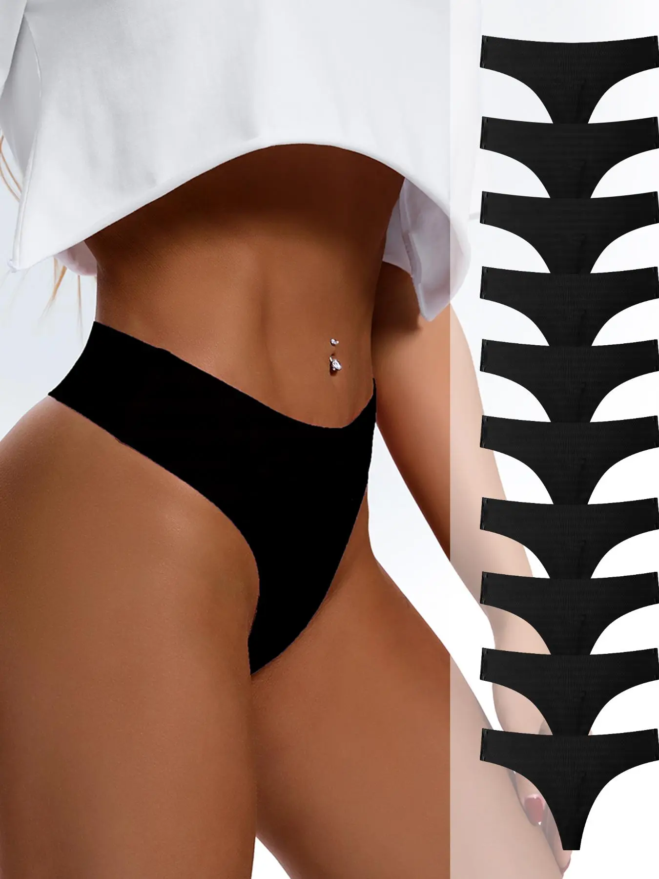 Women's  Solid Seamless Thong, Intimate Products, Casual Comfy Breathable Panty for Daily Wear, Ladies Knickers for All Seasons, Summer Wear 2024