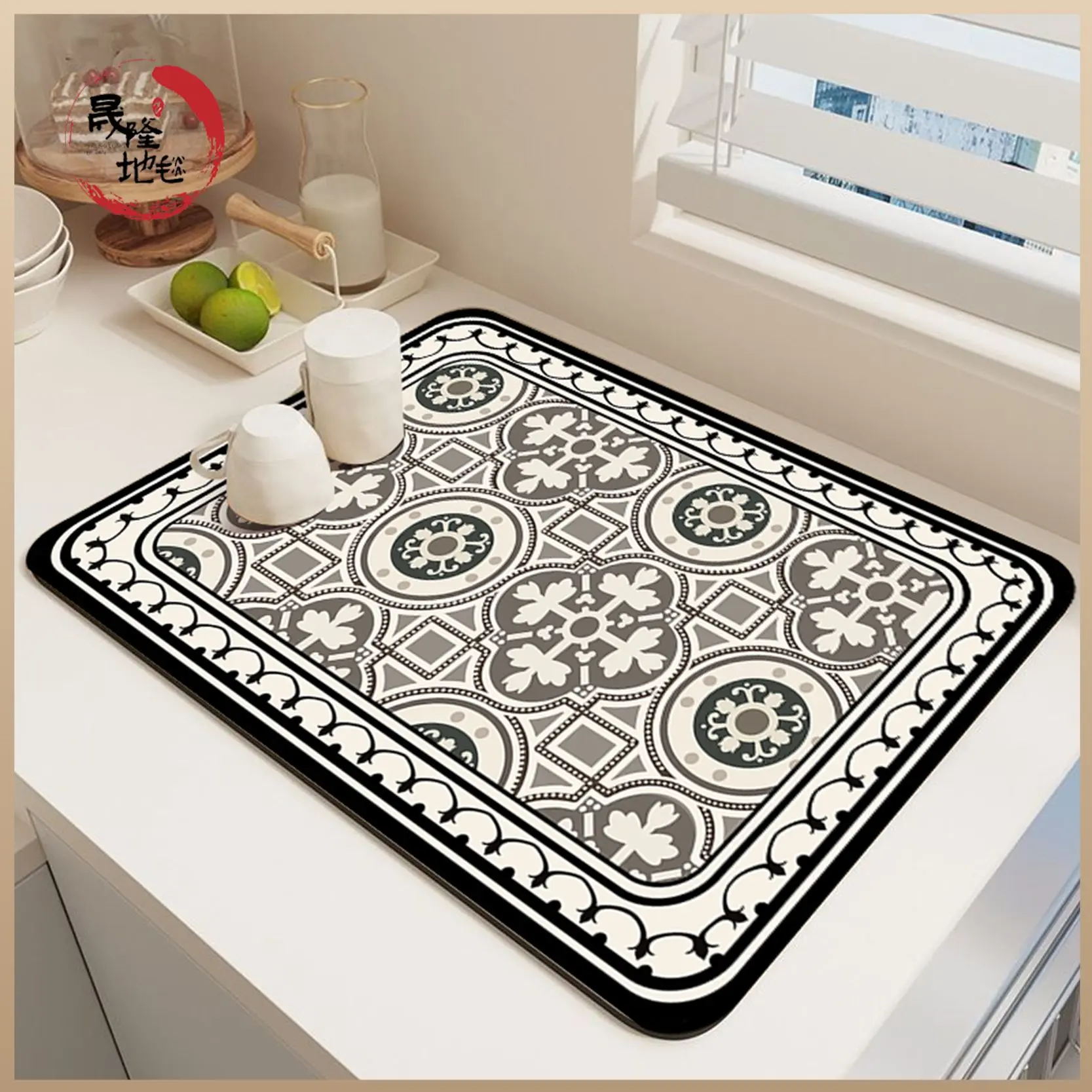 Diatomite Kitchen Mat, Water-Absorbent Dish Drying Pad, Heat-Resistant Cup Coaster, No-Wash Table Mat for Dining