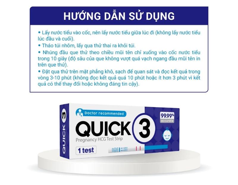 Product Introduction of (12 QUE) QUE THỬ THAI QUICK 3 NHẤT NHẤT - PREGNANCY HCG TEST STRIP 5