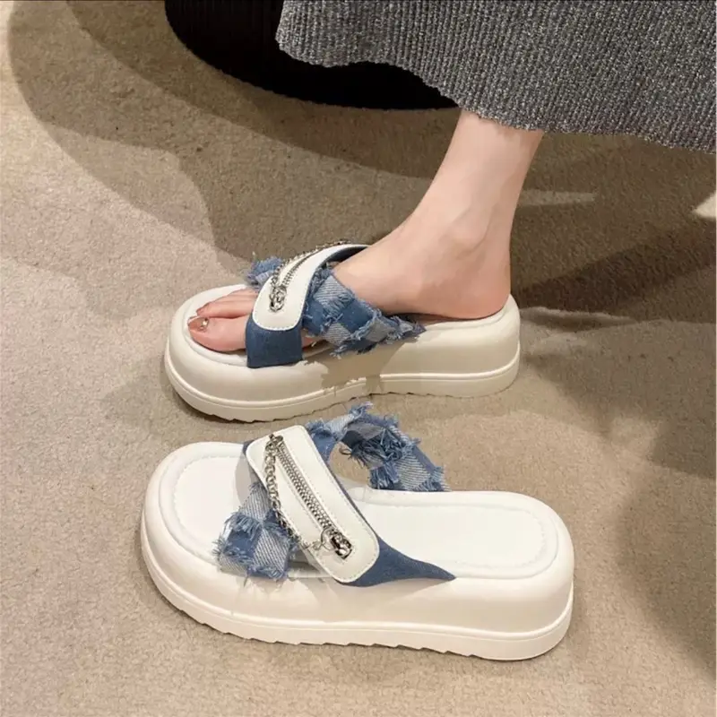 Dép nữ hottrek cao 4cm VYSHOESSHOP Rin Khoá  Bắt Chéo Kiểu Dáng Hàng Quốc VYSH-DNT-421- (lấy chuẩn size ) Women GiàY Nhung - DéP, Cao Su, Hoa 0