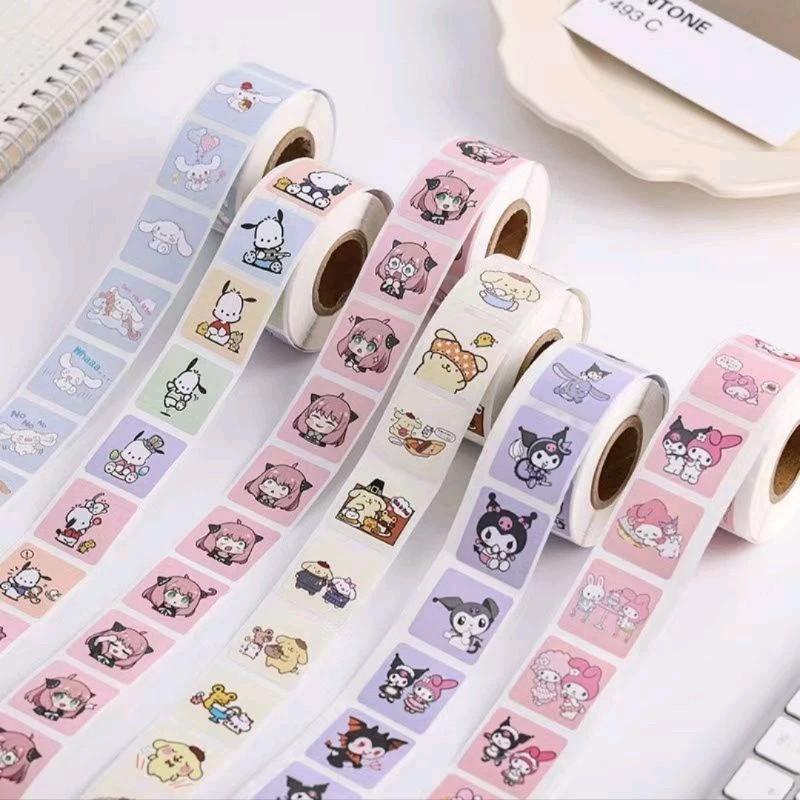 Cuộn Sticker , Sticker Niêm Phong Cuộn 500 Miếng Nhiều Hình Cute