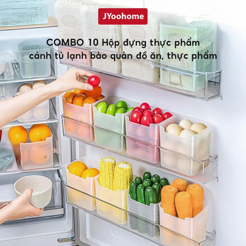 COMBO 10 Hộp Đựng Thực Phẩm Nhựa Cánh Tủ Lạnh JYoohome Hộp Chia Ô Ngăn Tủ Bảo Quản Rau Củ Gọn Gàng