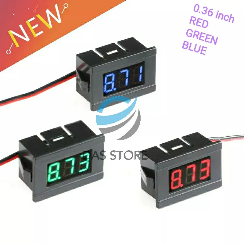 Mini DC voltmeter dengan frame 0.36" 4.5 - 30v 2 kabel digital volt meter digital