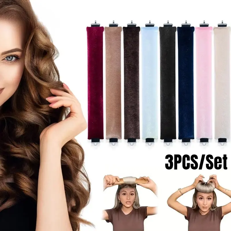 3PCS Heatless Hair Curler Lazy Overnight Sleeping Curling Rod Big Wave ...
