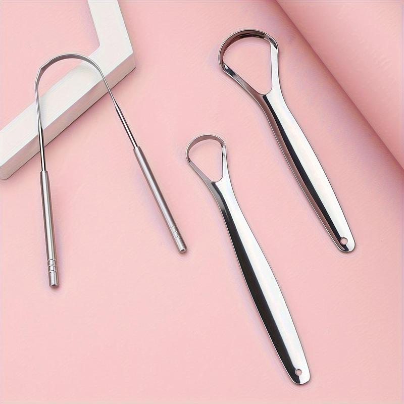 Product Introduction of Stainless Steel Tongue Scraper Set, 3 Counts/set Portable Tongue Cleaner, Oral Care Tool for Adults, Easy To Use and Remove Bad Breath 6