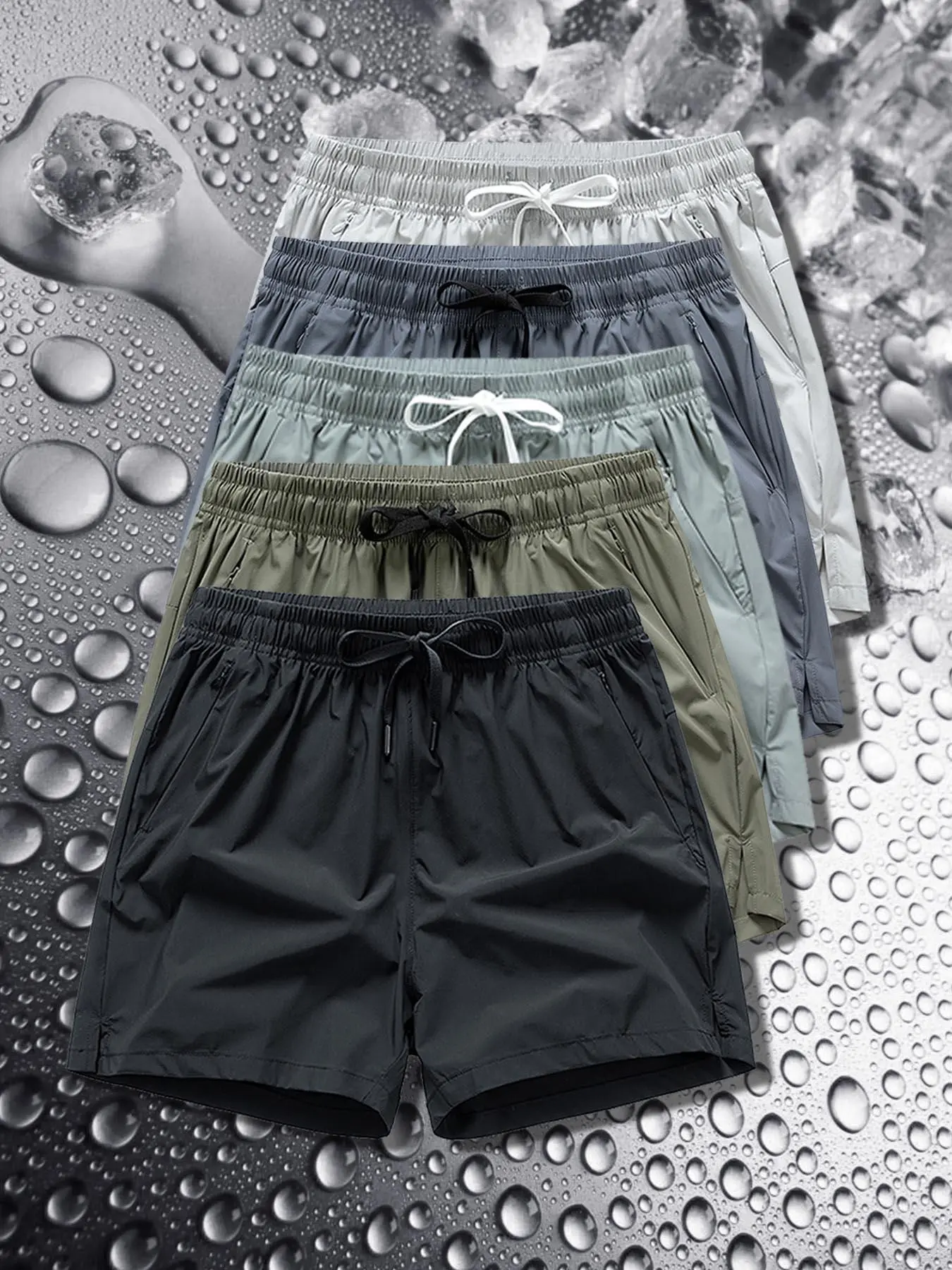 Men's Zipper Pocket Shorts, Regular Fit Casual Drawstring Waist Shorts for Daily Outdoor Wear, Men Bottoms Clothes for All Seasons