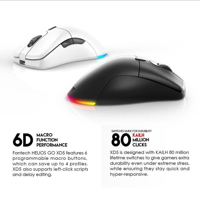 Product Introduction of Fantech HELIOS GO XD5 Wireless Mouse Gaming RGB Dual Mode PIXART 3370 8