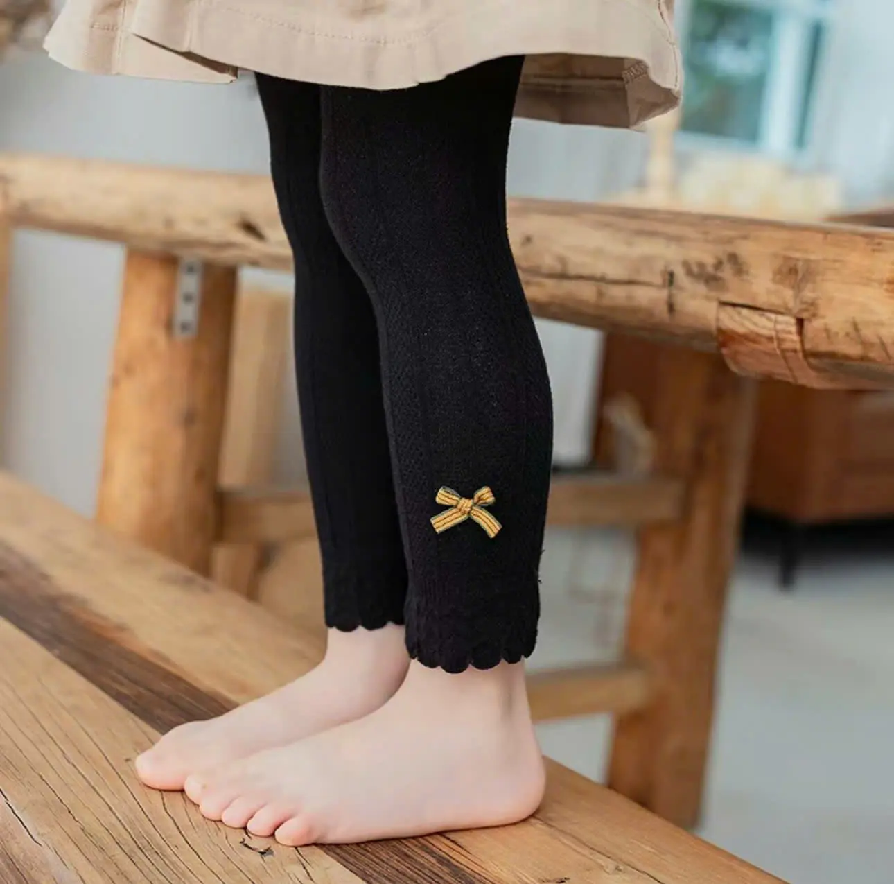 [ NƠ XINH ] Quần Legging Len Nơ,  Không Bàn Đính NƠ NHỎ Cho Bé Gái 0-8 Tuổi, Chất Len Mềm Mại, Xinh Xắn