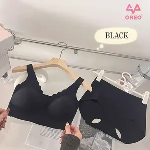 OREO [2PCS] -817- Bra Set Gelombang Gesper Push Up Bra Wanita busa tipis Tanpa Kawat