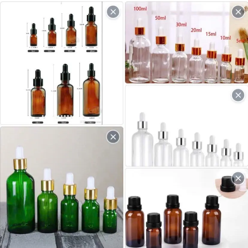 Combo 10 chai thủy tinh nâu - chai rỗng - dùng để đựng serum, tinh chất - có đầu núm nhỏ giọt - dung tích 5ml-10ml-15ml-20ml-30ml-50ml