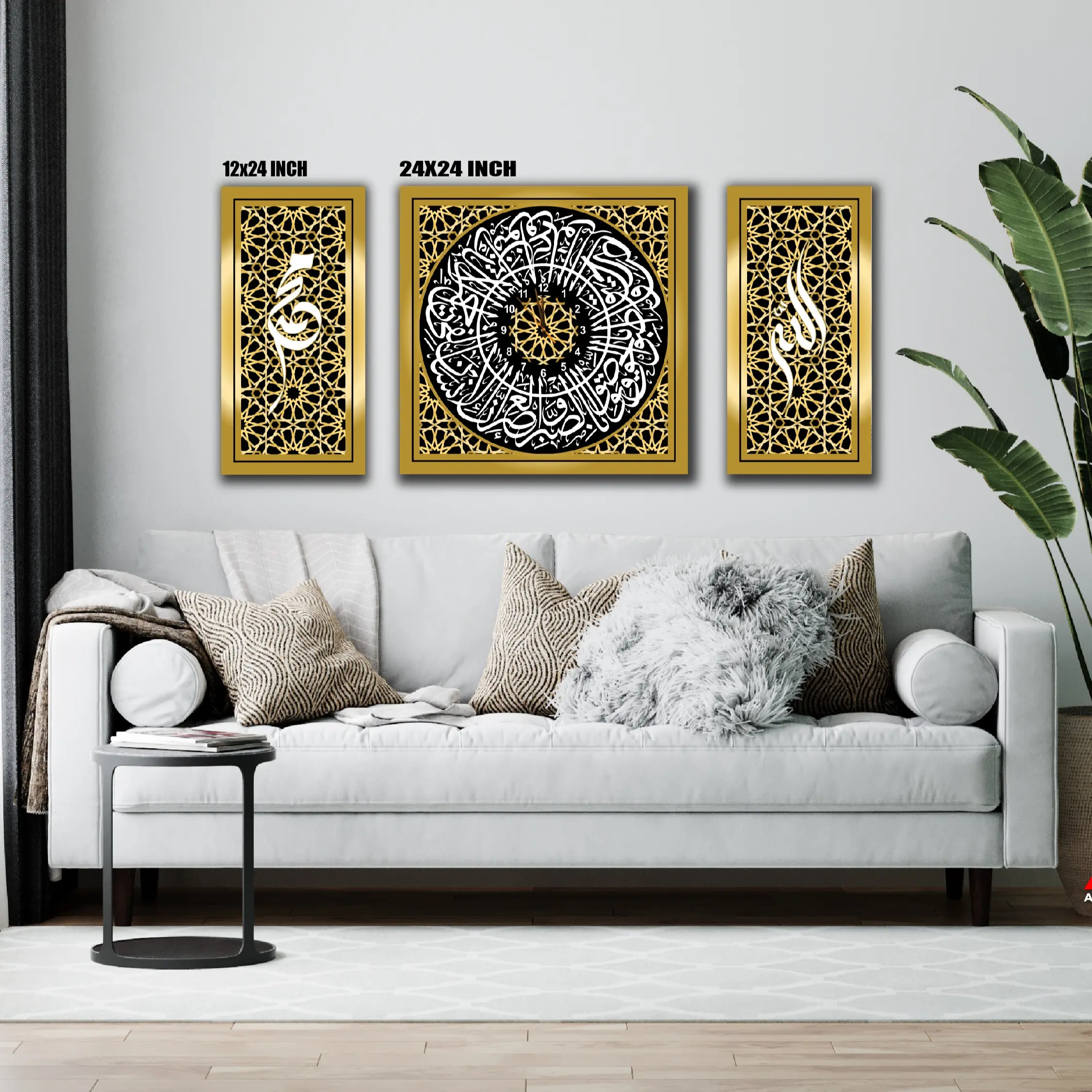 FRAME SET JAM MINIMALIS MODERN 2412 (3 PANEL)
