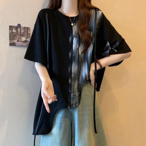 Atasan Kaos Wanita Dewasa Import Cuttingan Gelombang Tye Dye Tali Korean Style 2