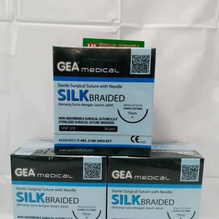 silk braided gea 2/0 dan 3/0 plus jarum isi 36 pcs - 2/0 ST6