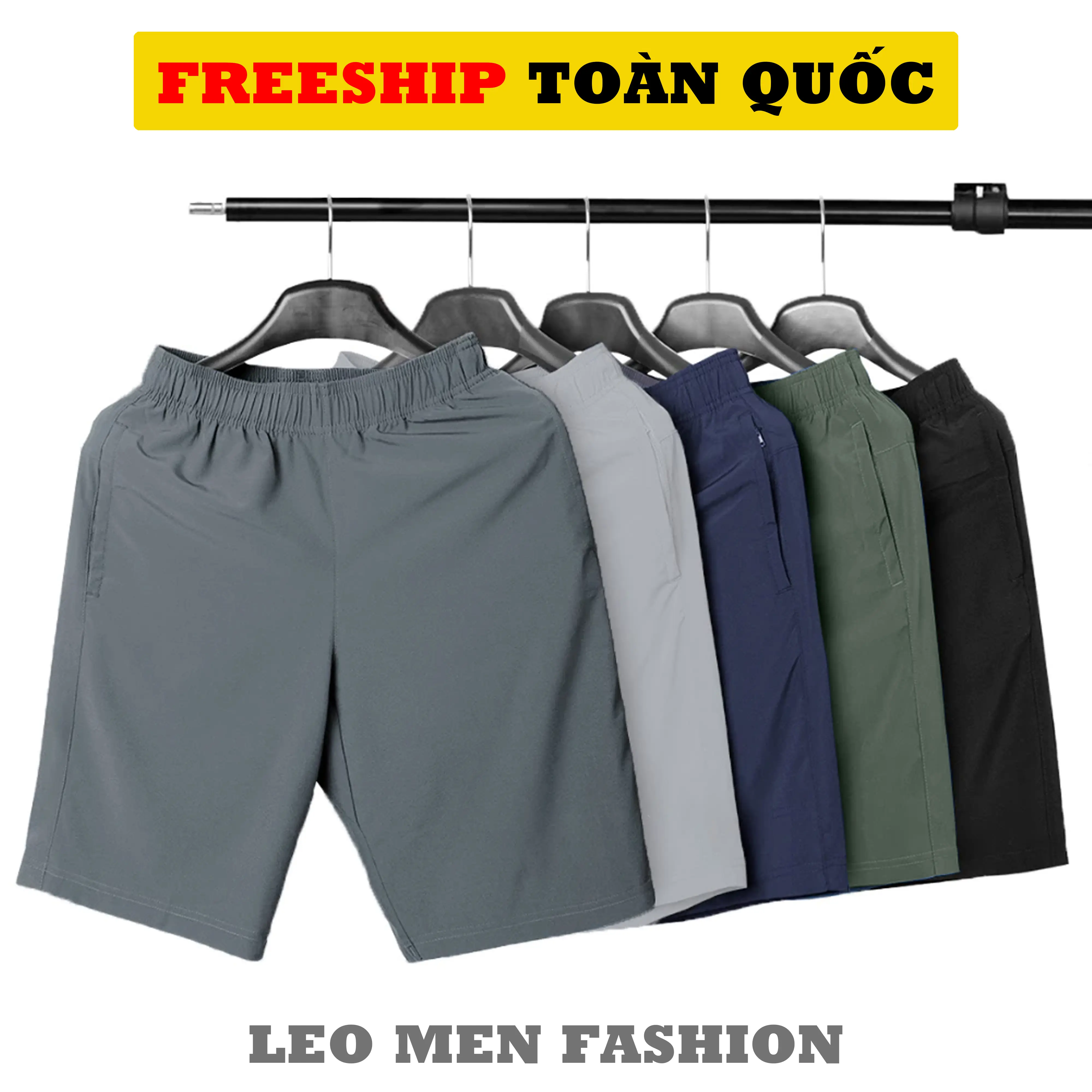 COMBO 5 Quần Short Nam Basic Chất Vải Trơn Thoáng Mát - Khô Thoáng, Thoải Mái Vận Động, Có 2 Túi Khoá - Menswear Pants