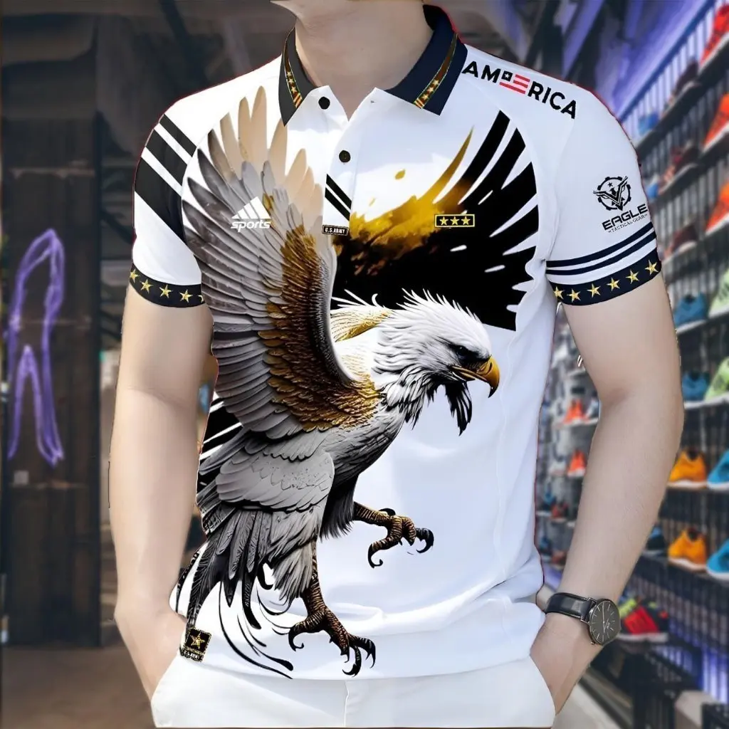Áo Polo Nam, In Hình Đại Bàng, Dành Cho Nam Menswear Shirt