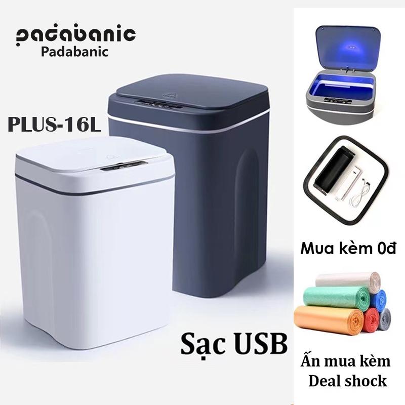 Thùng Rác Thông Minh Cảm Ứng USB Có Đèn Led Tự Động Đóng Mở Tiện Lợi Vệ Sinh An Toàn Đồng