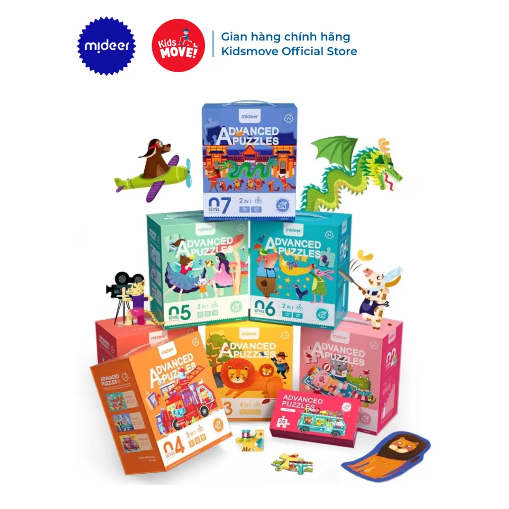 Bộ xếp hình 8 cấp độ cho bé Mideer Level Up Puzzle chính hãng đồ chơi giáo dục trẻ em thông minh Toy Ghép Hình