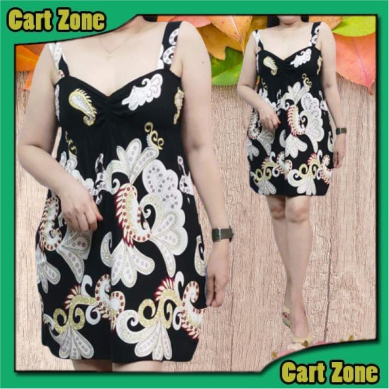 Product Introduction of CartZone Free Size Korean Elegant Floral Fashionable Plus Size Dress Sando Spaghetti Strap Sleeveless for Women / Ladies / Teens Sexy Dress High Quality Best Seller Summer Sleep Mini Dress Free Size Fit Up To XL Casual Womenswear 4