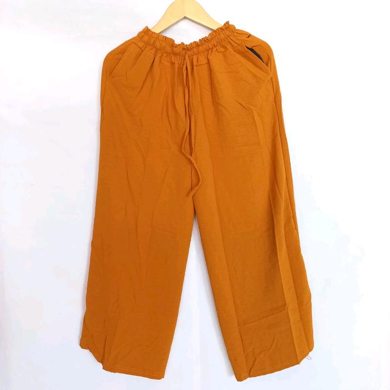celana kulot crincle cewek Santai Mini Polos Panjang 2