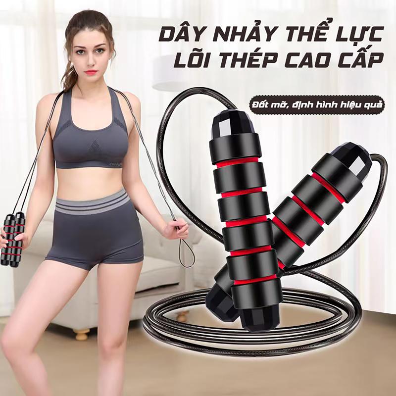 Dây Nhảy Thể Lực Dây Nhảy Thể Thao Lõi Thép Cao Cấp Dài 2.8m Lõi Thép Bọc PVC Có Thể Điều Chỉnh Độ Dài Dây Hỗ Trợ Tập Luyện Tiện Lợi Tại Nhà Giúp Tăng Sức Bền