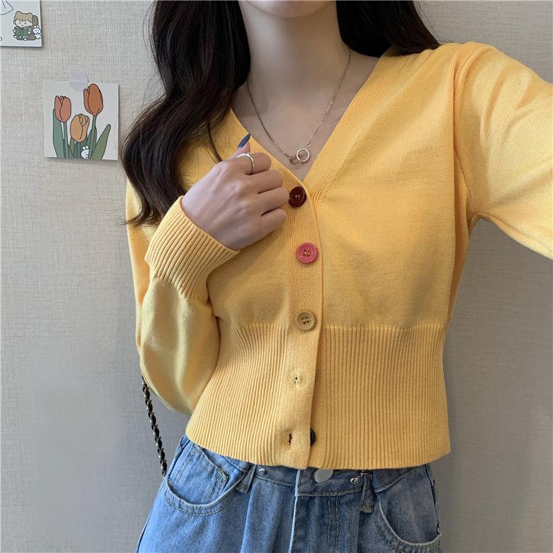 Product Introduction of Áo Thun Dài Tay Cho Nữ, Áo Ngắn Cạp Cao, Cổ Chữ V, Sang Trọng, Hàng Dệt Kim, Mùa Xuân Và Mùa Thu Top 9